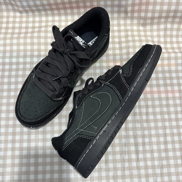 Nike Ps Jordan 1 X Travis Scott Rétro Bas Og Sp Noir Fantôme - Picture 4 of 6